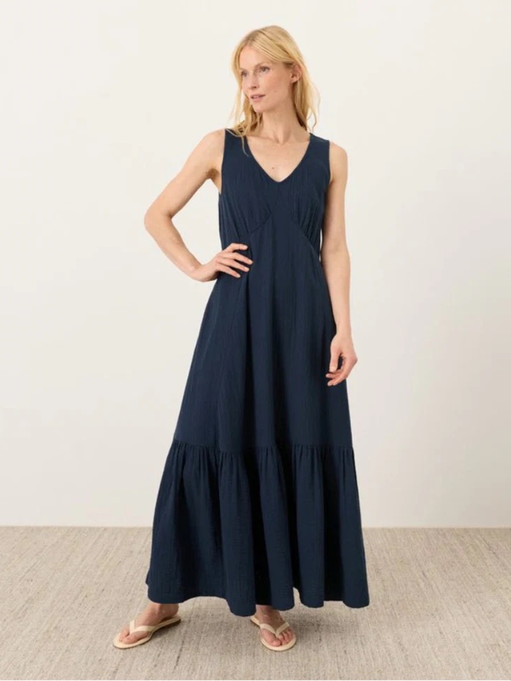 Pact | Organic Coastal Double Gauze Beach To Brunch Maxi Dress in Navy